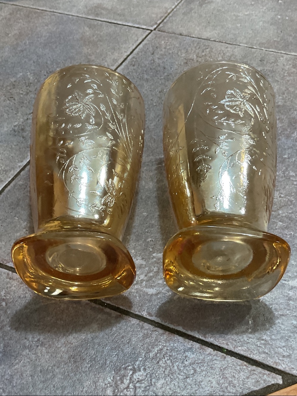 Embossed Amber Glass Tumblers – Set of 2 - Picture 3 of 5